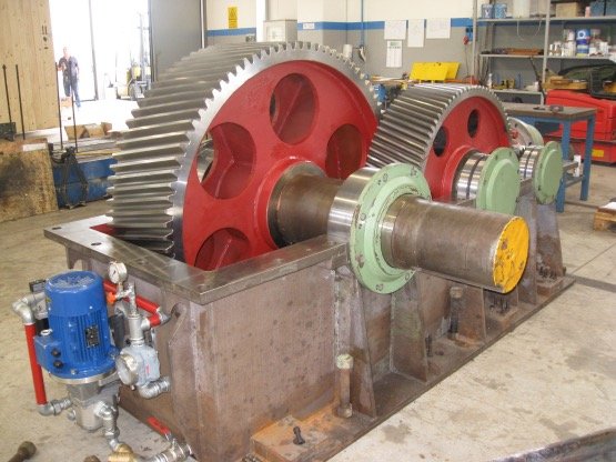 Gearbox undergoing overhaul with new gearing