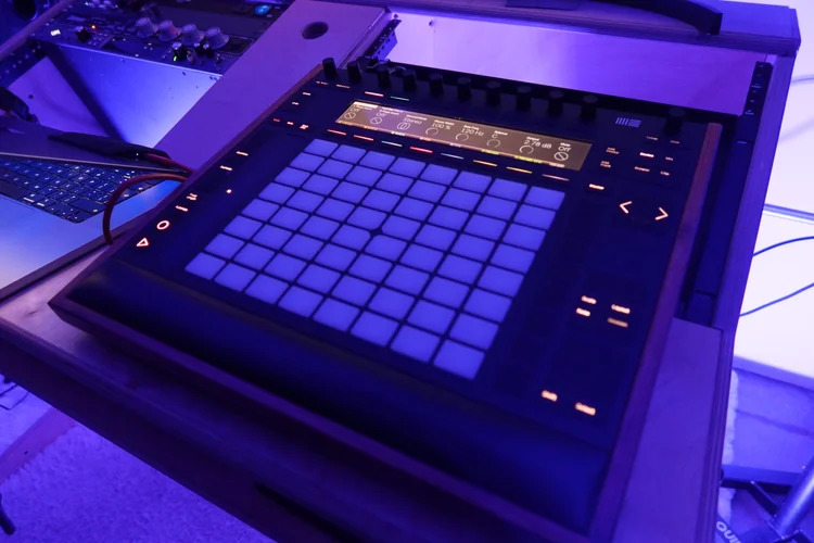 Ableton Push controller and production equipment at Blndman Records
