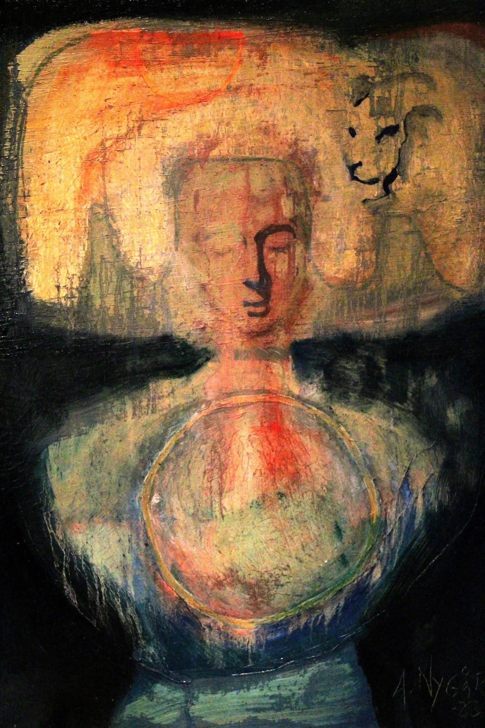 Spiritual artwork featuring symbolic and abstract elements, evoking themes of contemplation, meaning, and inner exploration.