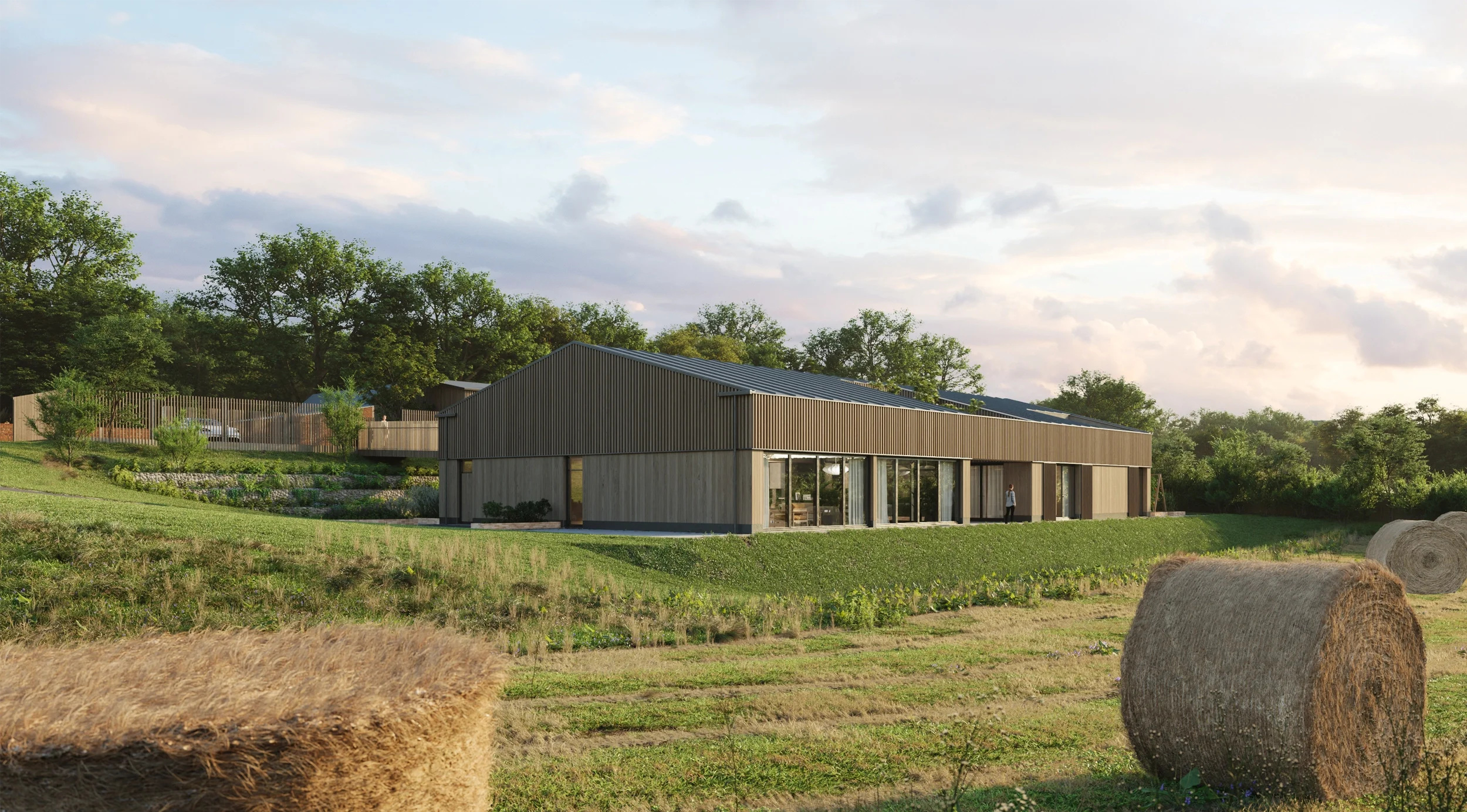 Levitate's new build home Compton Bassett showcases a sustainable timber-clad design integrated into the rural landscape.
