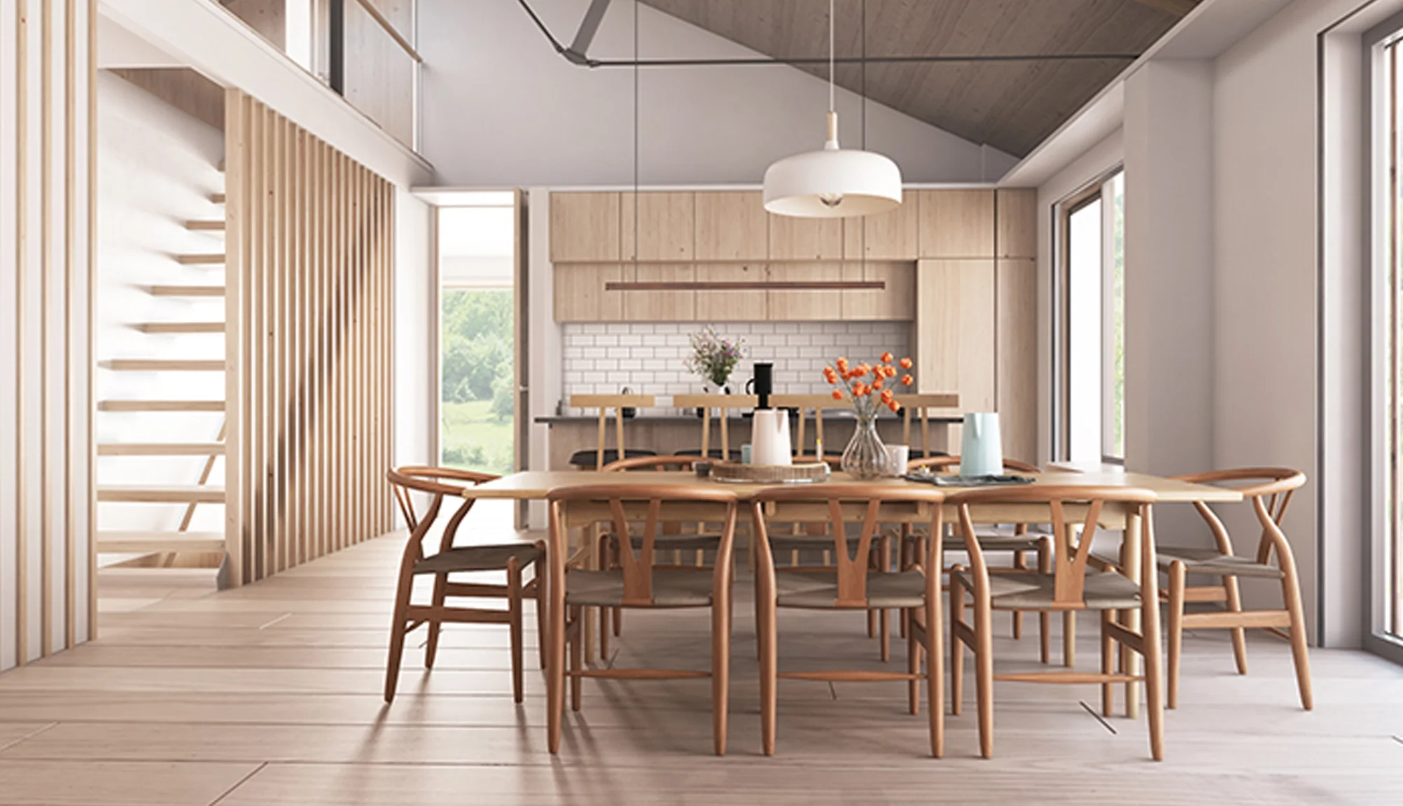 Levitate Architects Dairy Shed adaptive reuse interior showing timber finishes, open kitchen and dining space designed for low carbon farm living.