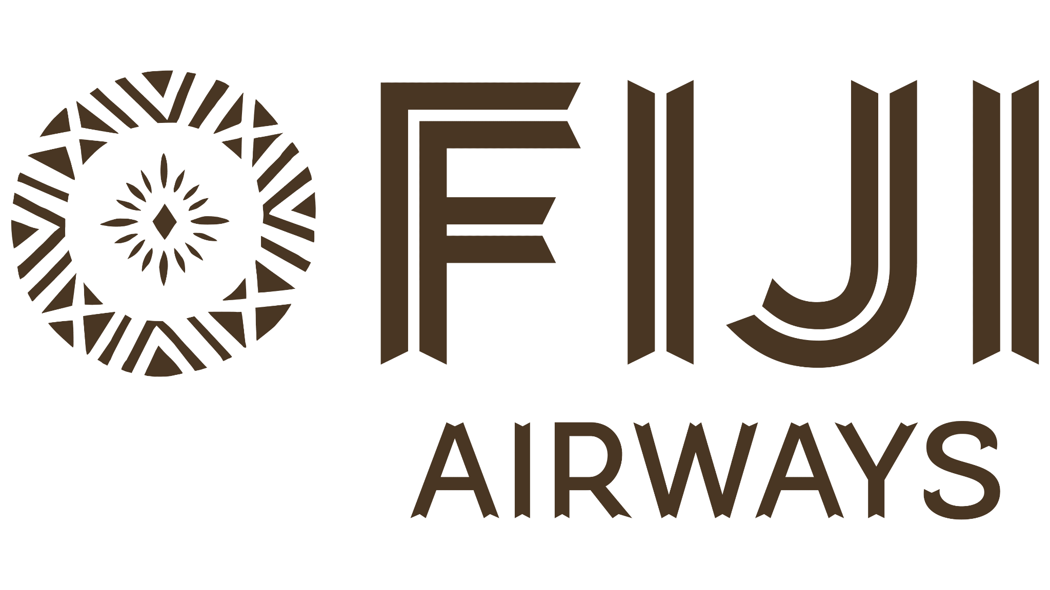 FIJI AIRWAYS logo with a circular design and stylized text in brown