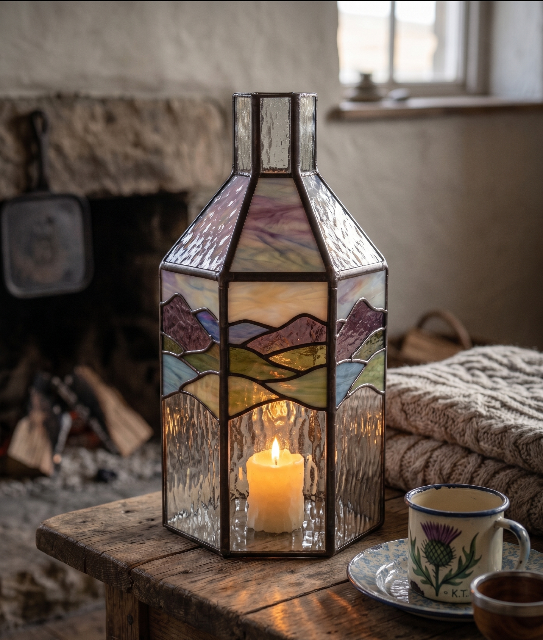 Scottish Moor Stained Glass Lantern