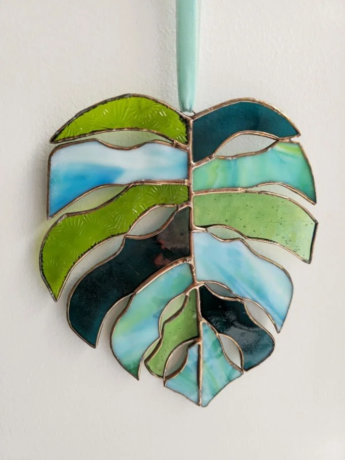 Monstera Stained Glass Suncatcher