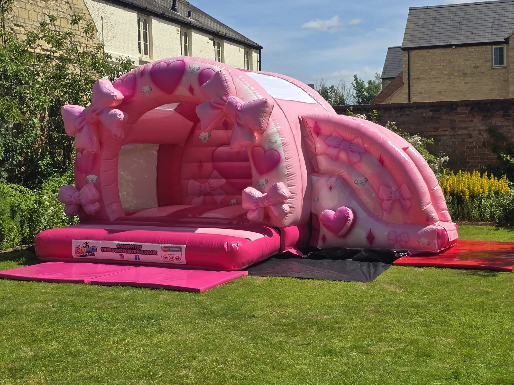 Pink 3D Bow Combo Bouncy Castle with Slide