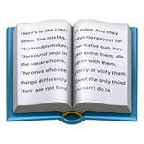 Emoji Pagine di un libro che contengono testo motivazionale.