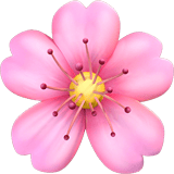 Emoji Fiore rosa con cinque petali e centro giallo