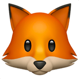 Emoji di una volpe con orecchie a punta, occhi grandi e naso nero