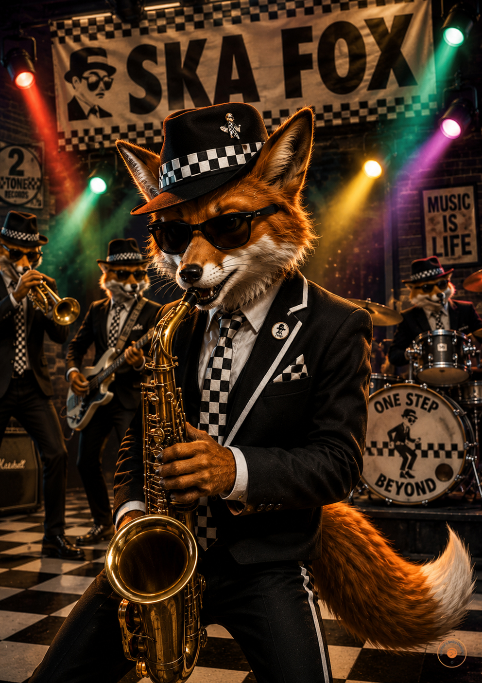 Ska Fox Band Poster | Two-Tone Music Fox Wall Art Print
