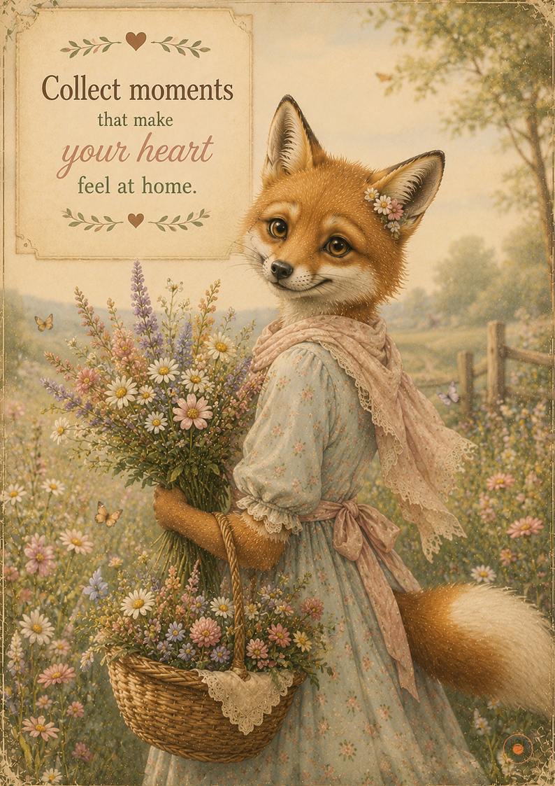 Collect Moments That Make Your Heart Feel at Home | Cottagecore Fox Wall Art Print