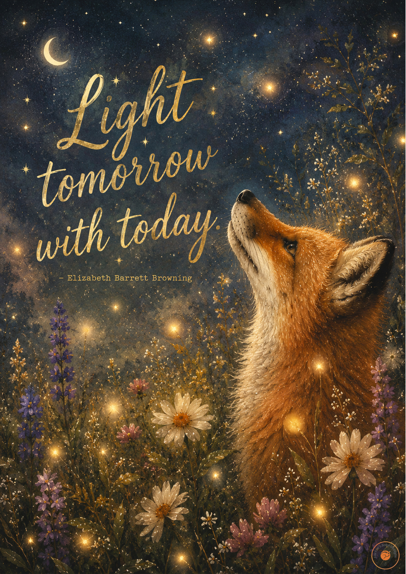 Light Tomorrow With Today Fox Poster | Inspirational Original Fox Wall Art