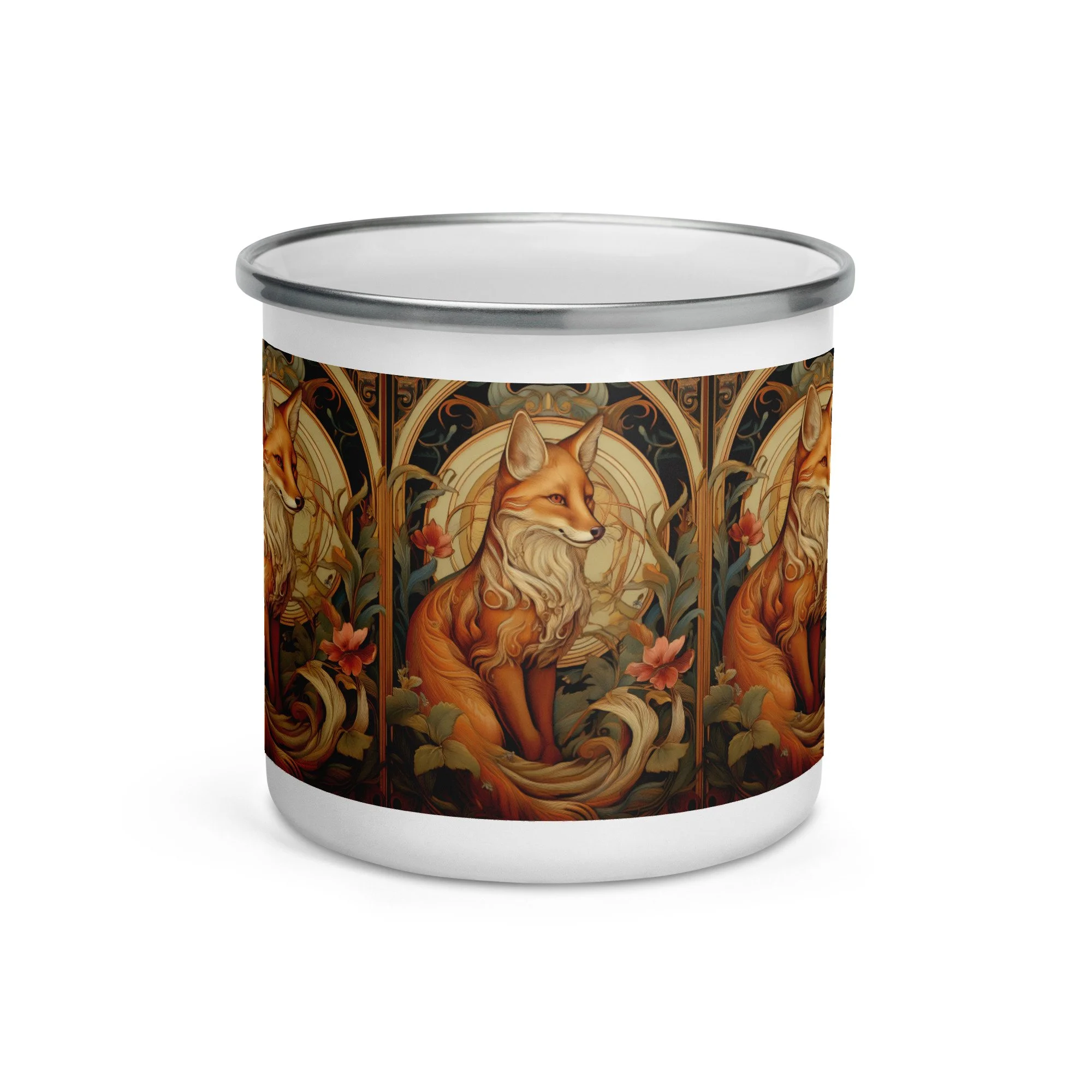 Fox Art Nouveau Enamel Mug