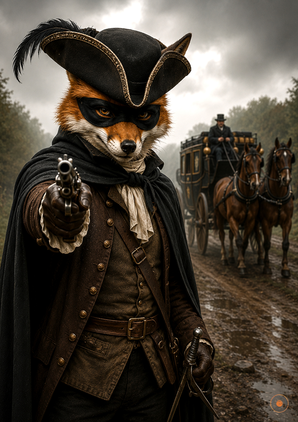 Masked Fox Highwayman Poster | Dark Fantasy Original Fox Wall Art