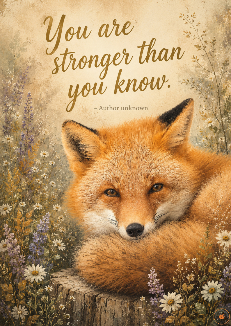 You Are Stronger Than You Know Poster | Inspirational Original Fox Wall Art