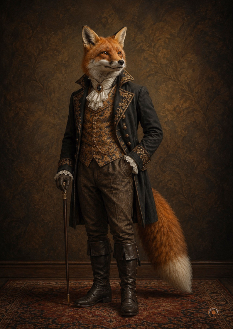 Luxury Fox Wall Art | Aristocratic Fox Portrait | Victorian Gentleman Decor Print