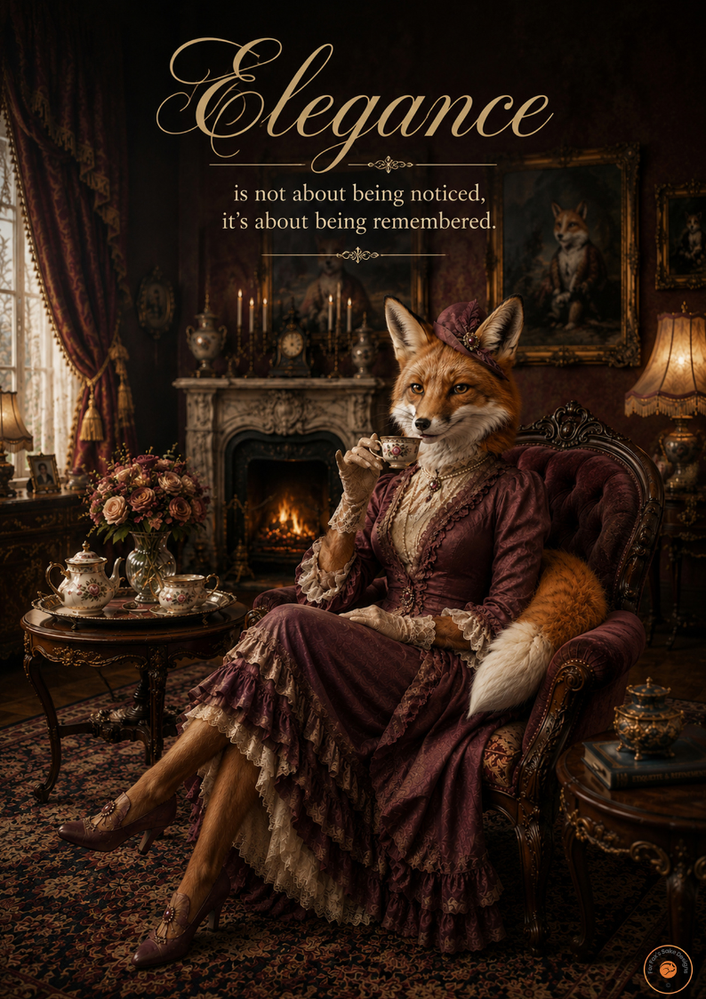 Elegance Fox Poster | Vintage Original Fox Wall Art