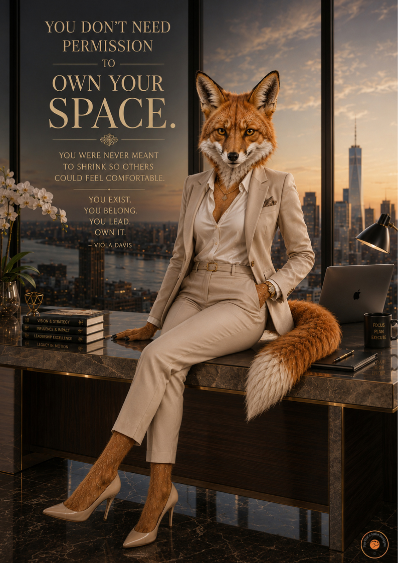 Own Your Space Fox Poster | Empowering Original Fox Wall Art