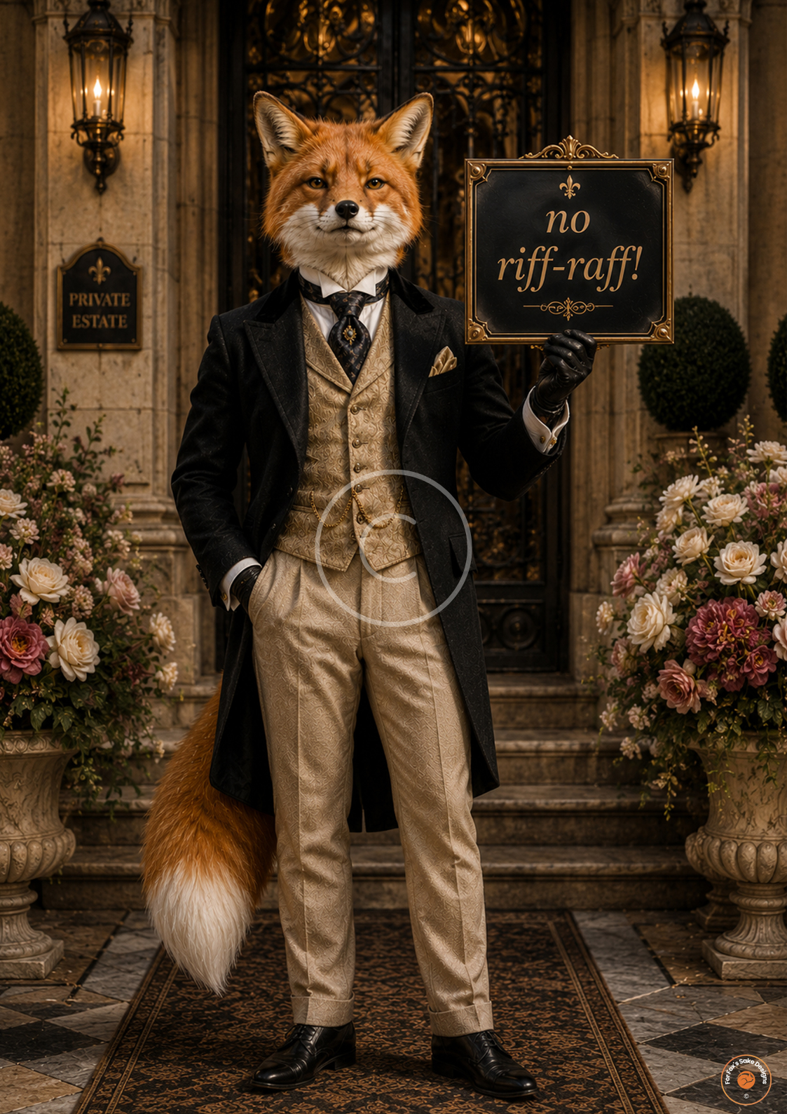 No Riff-Raff! Gentleman Fox Poster | Funny Aristocratic Wall Art | Luxury Estate Decor