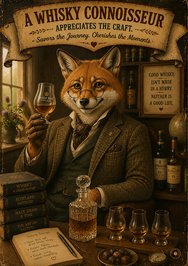 ひ*ん様 英国ヴィンテージ FOX FRAMES ｘ CROCKER.WILSO Whisky Connoisseur Poster | Whisky Lover Gift | Scotch Whisky Wall