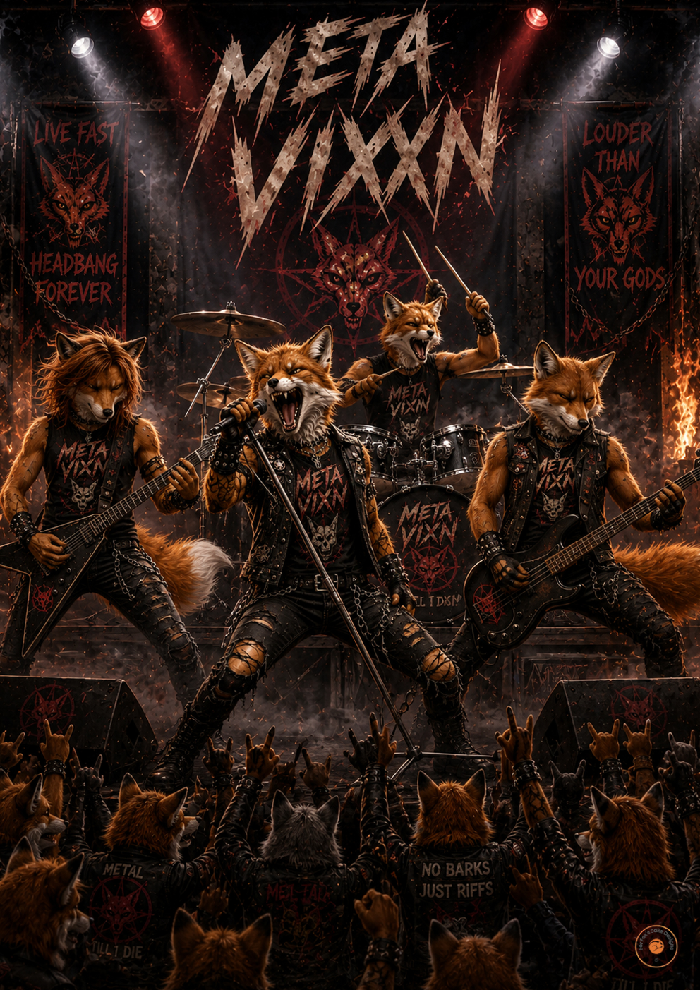 Meta Vixxn – Original Heavy Metal Fox Band Poster