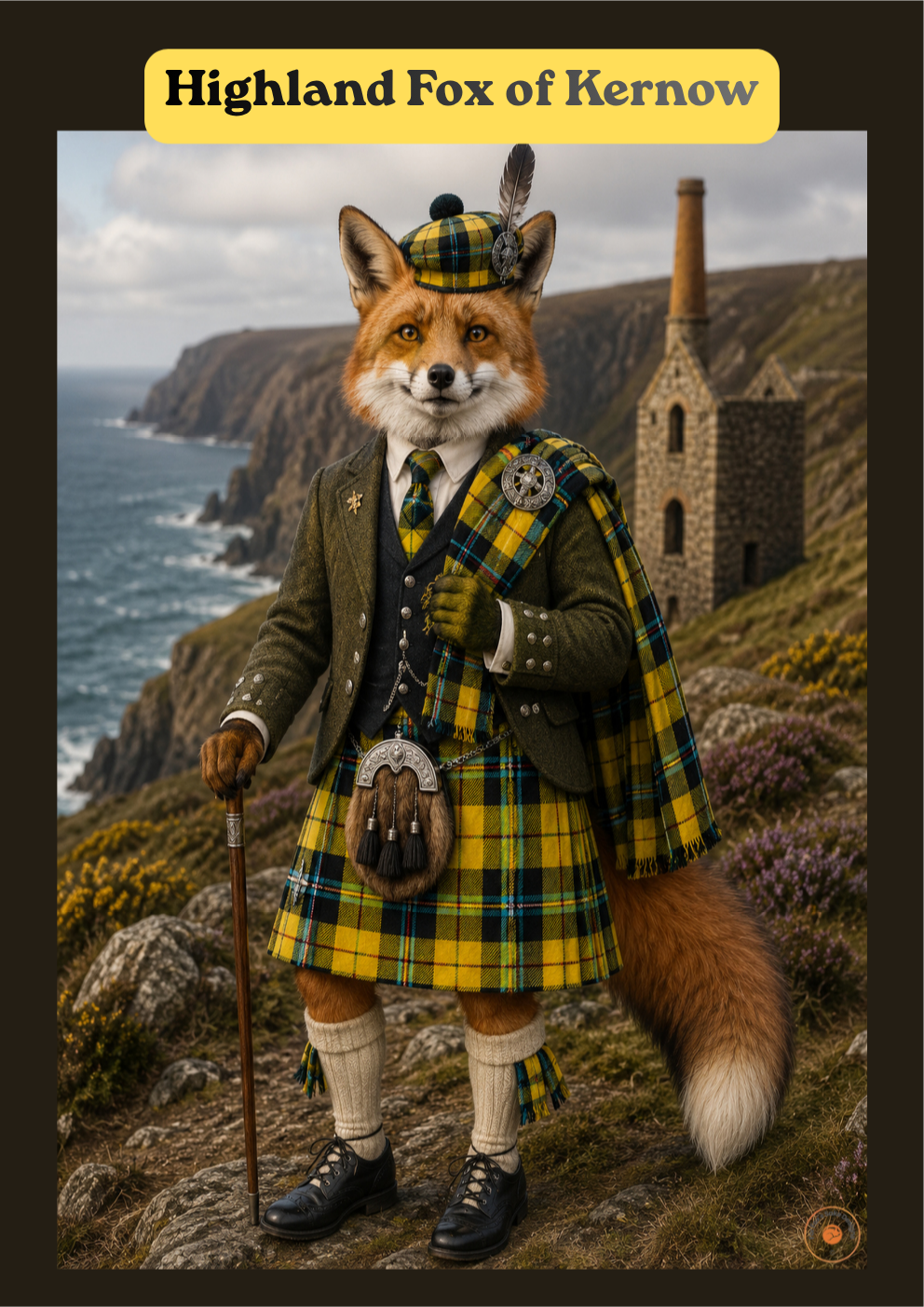 Fox of Kernow– Cornish Tartan Fox Poster