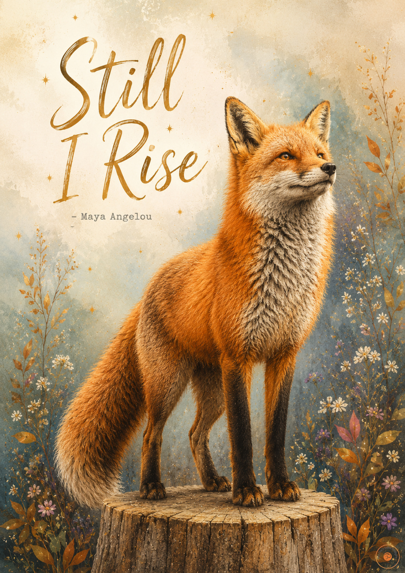 Still I Rise Fox Poster | Inspirational Original Fox Wall Art