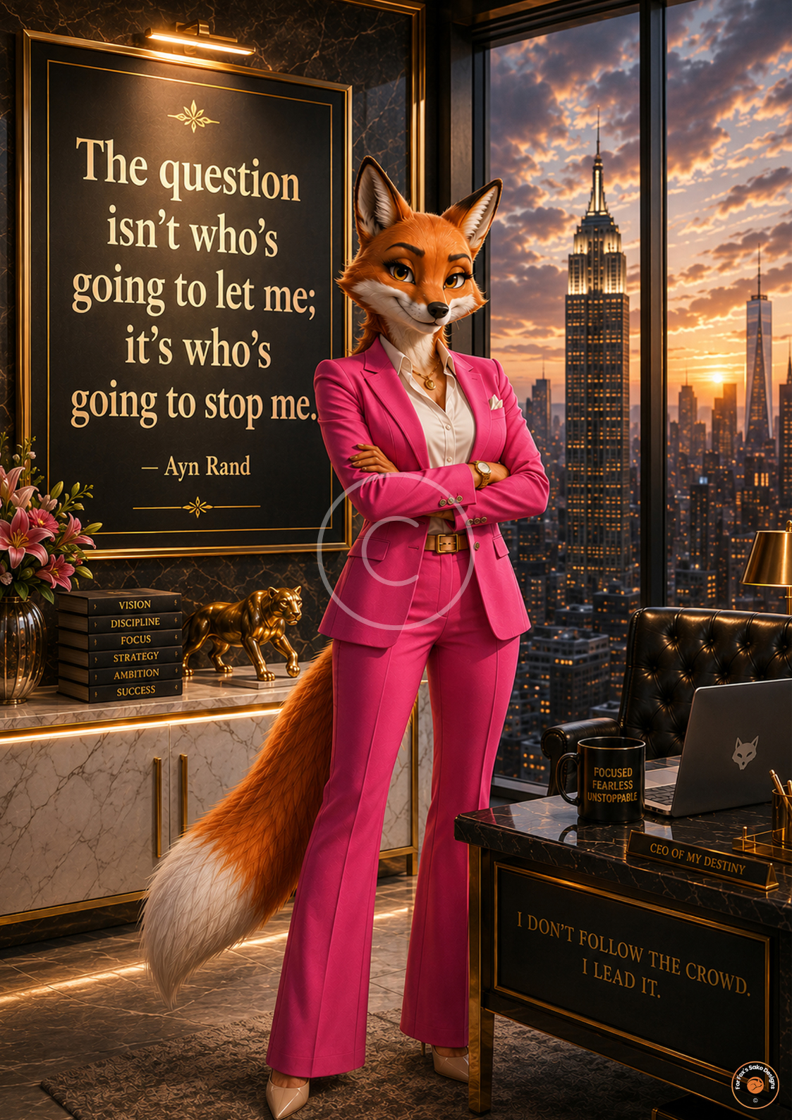 The Question Isn't Who's Going to Let Me; It's Who's Going to Stop Me Poster | Empowering Original Fox Wall Art