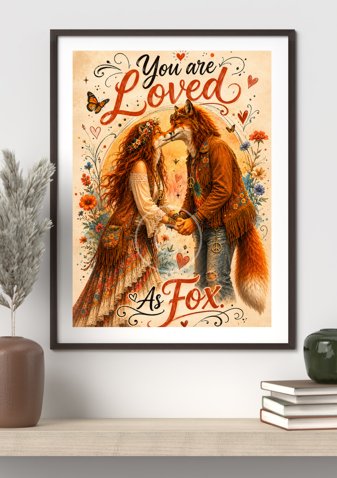 You Are Loved As Fox Poster | Romantic Original Fox Wall Art