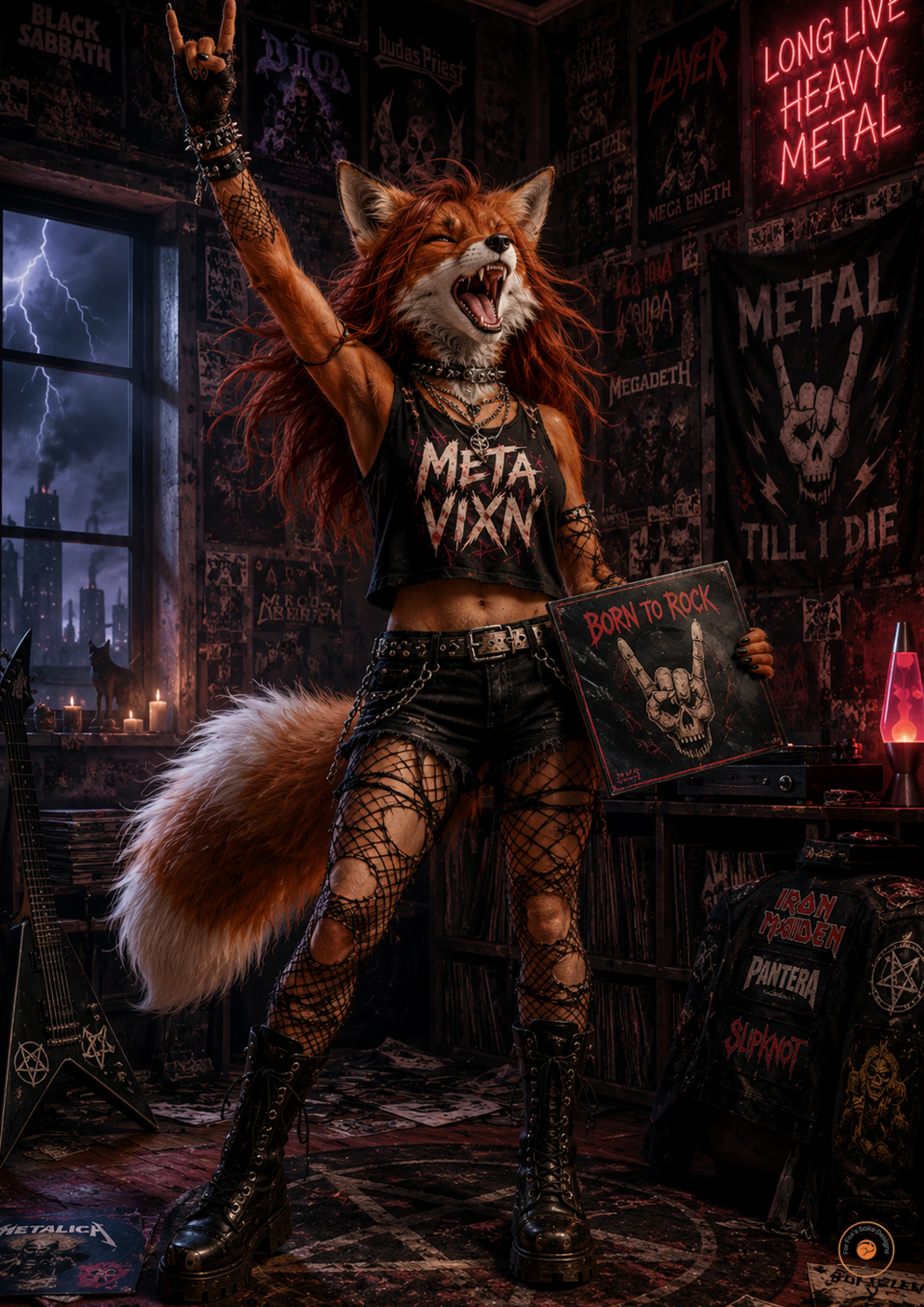 Meta Vixxn – Born To Rock Heavy Metal Original Fox Poster