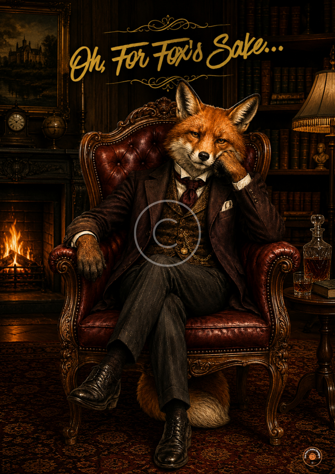 Oh, For Fox's Sake Poster | Victorian Fox Wall Art | Humorous Fox Print