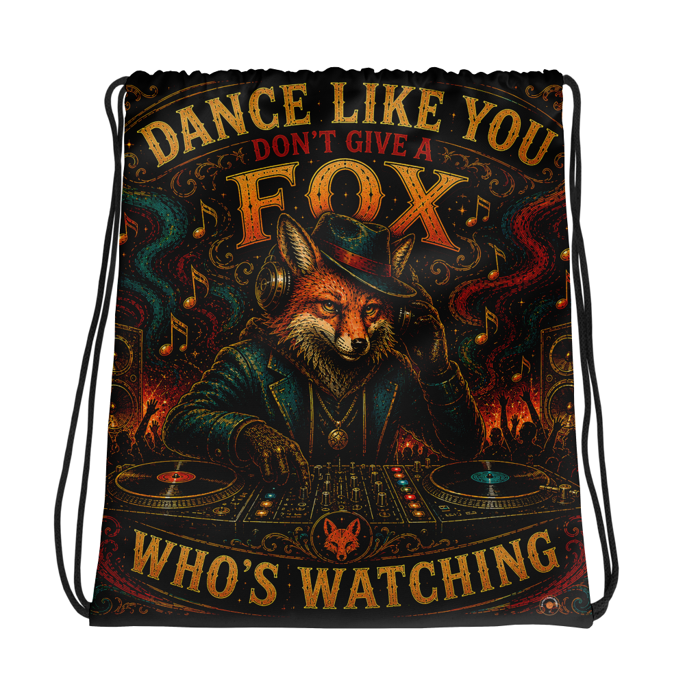 "Dance Like You Don’t Give A Fox Who’s Watching" – DJ Fox Drawstring Bag