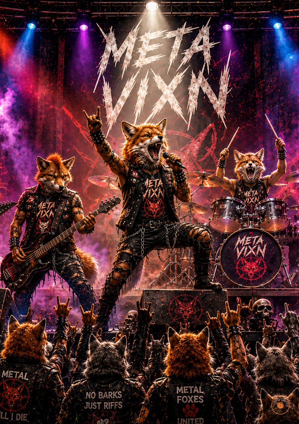 Meta Vixxn Live Gig – Heavy Metal Original Fox Band Poster