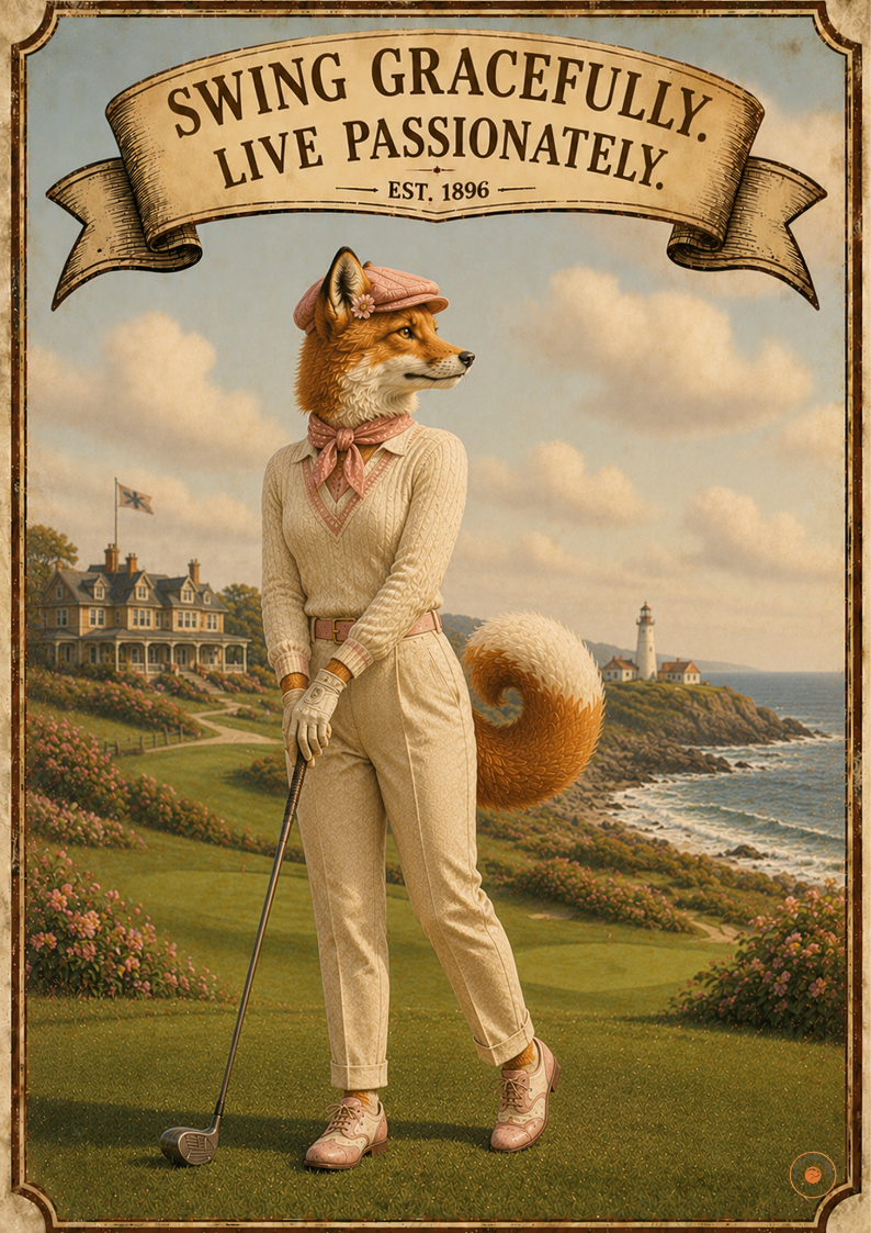 Swing Gracefully Live Passionately Fox Golf Poster | Women's Golf Wall Art Print