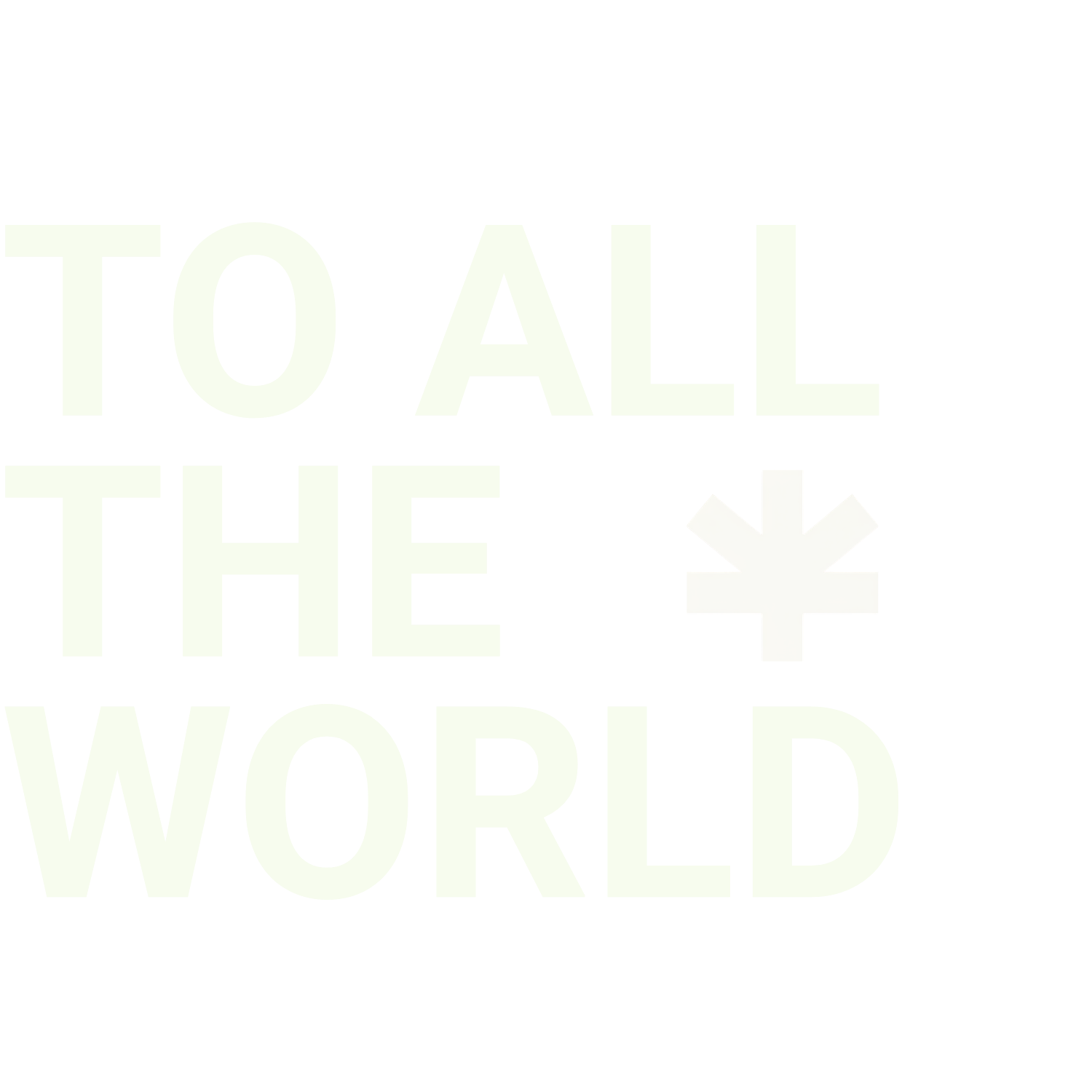 Text art that reads 'To All The W*rd' with a star symbol replacing the letter 'u'.