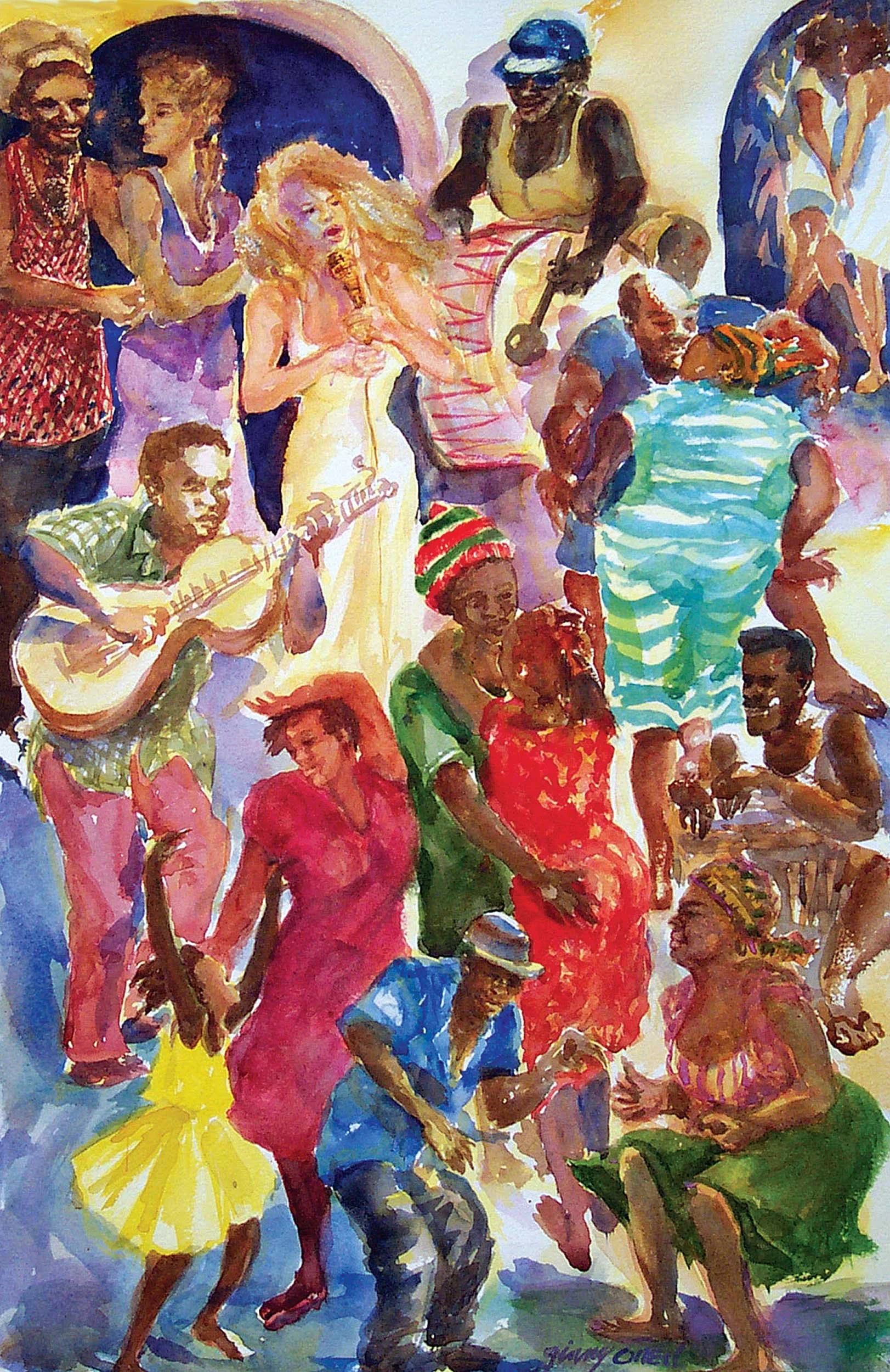   Dance Party 
 Watercolor by Ginny ONeil  
15” X 22”  
Availability: Sold.  Some Giclées Available   