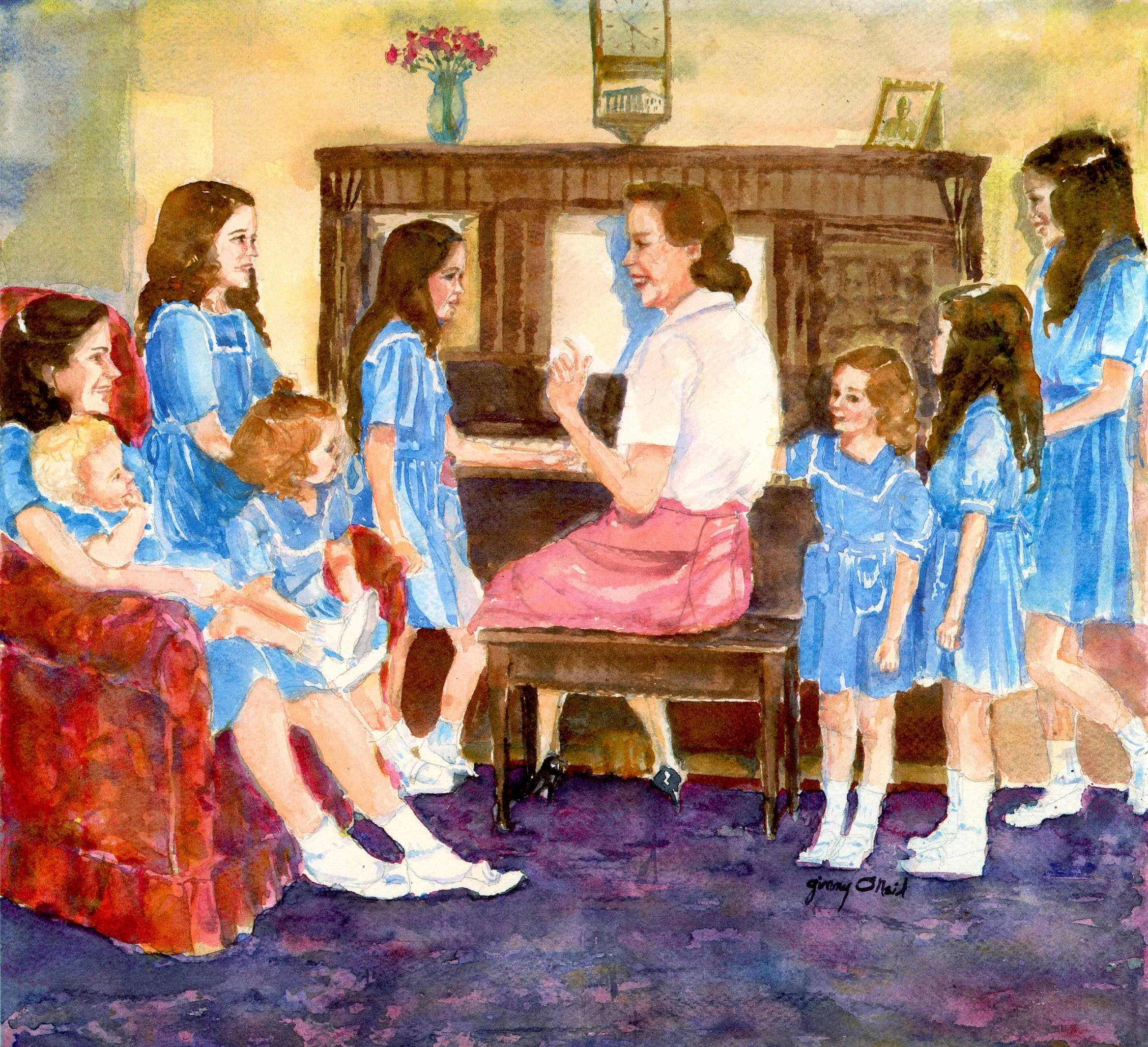 The Singing Lesson, watercolor by Ginny O’Neill. 14" x 12”, NFS