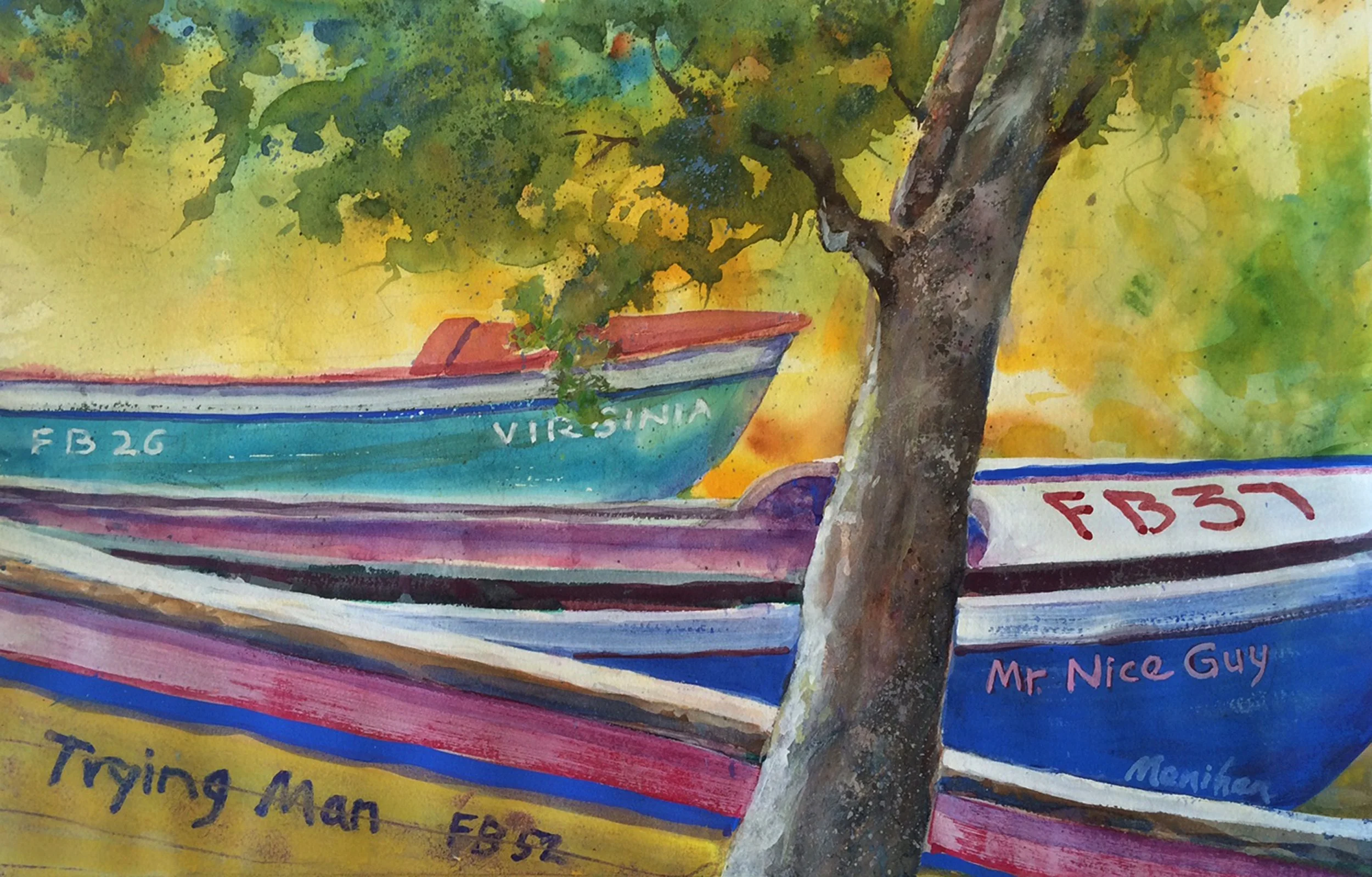  Trying Man 
 Watercolor by Tom Menihan  
22” X 15”  
Availability: Sold   