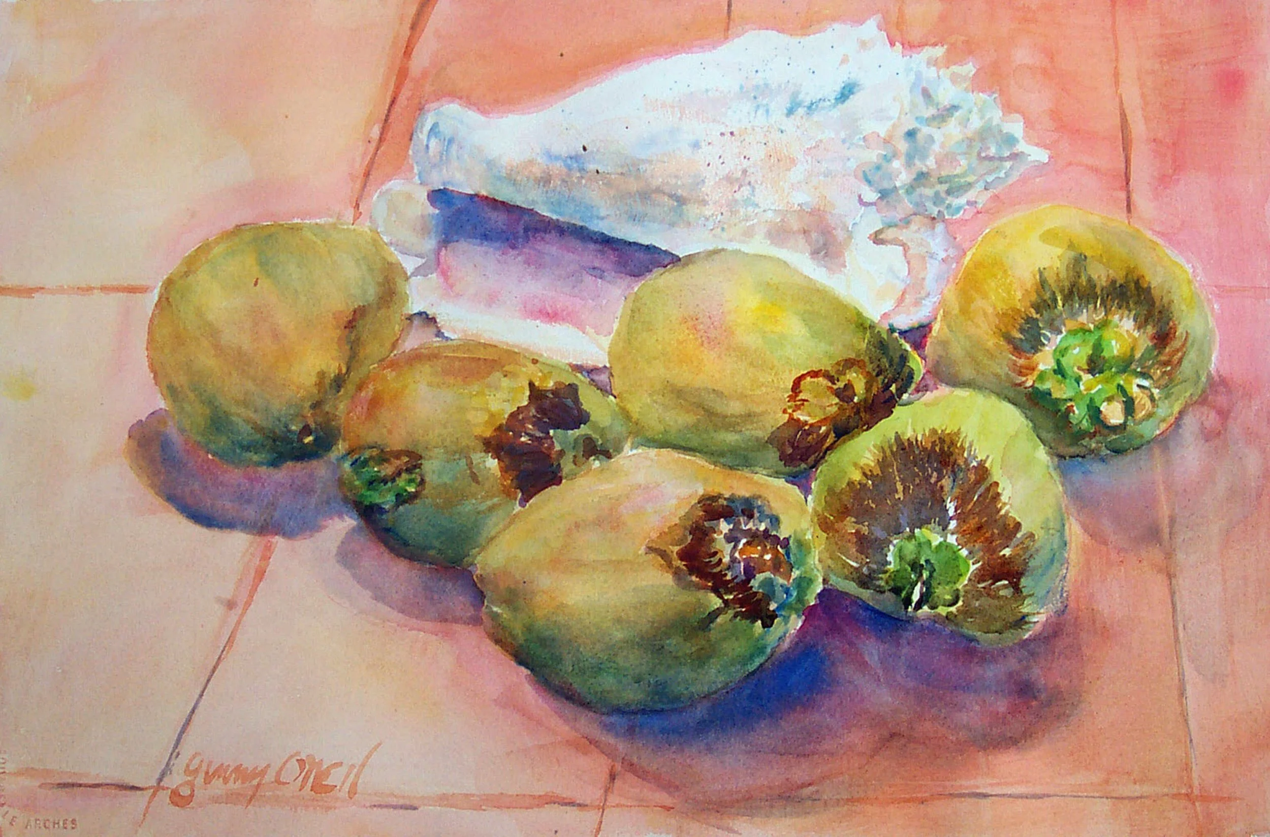  Coconuts and Conch 
 Watercolor by Ginny ONeil  
15” X 11”  
Availability: Sold.    
