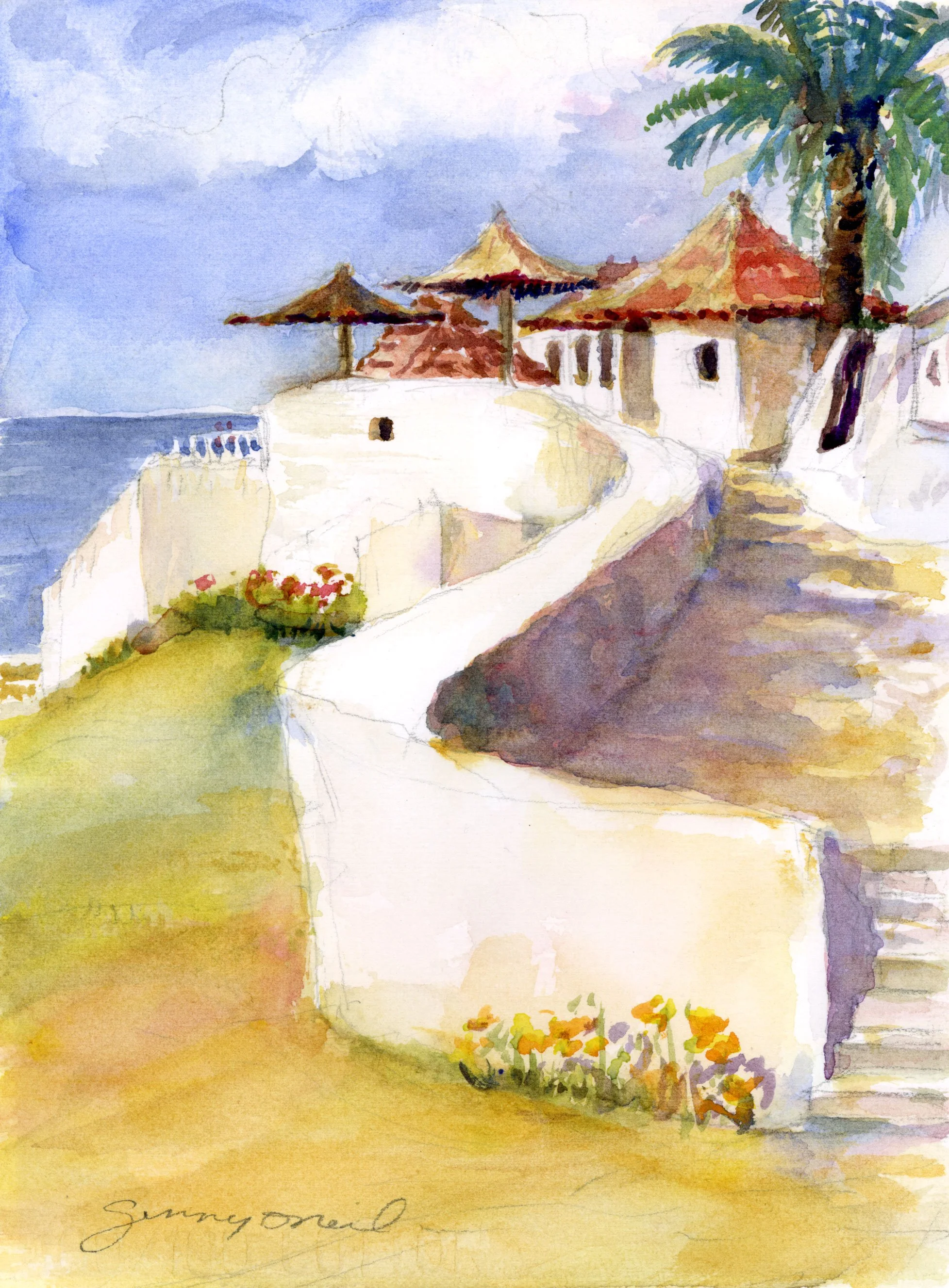  Madeiran Wall 
 Watercolor by Ginny ONeil  
11” X 15”  
Availability: Sold.   