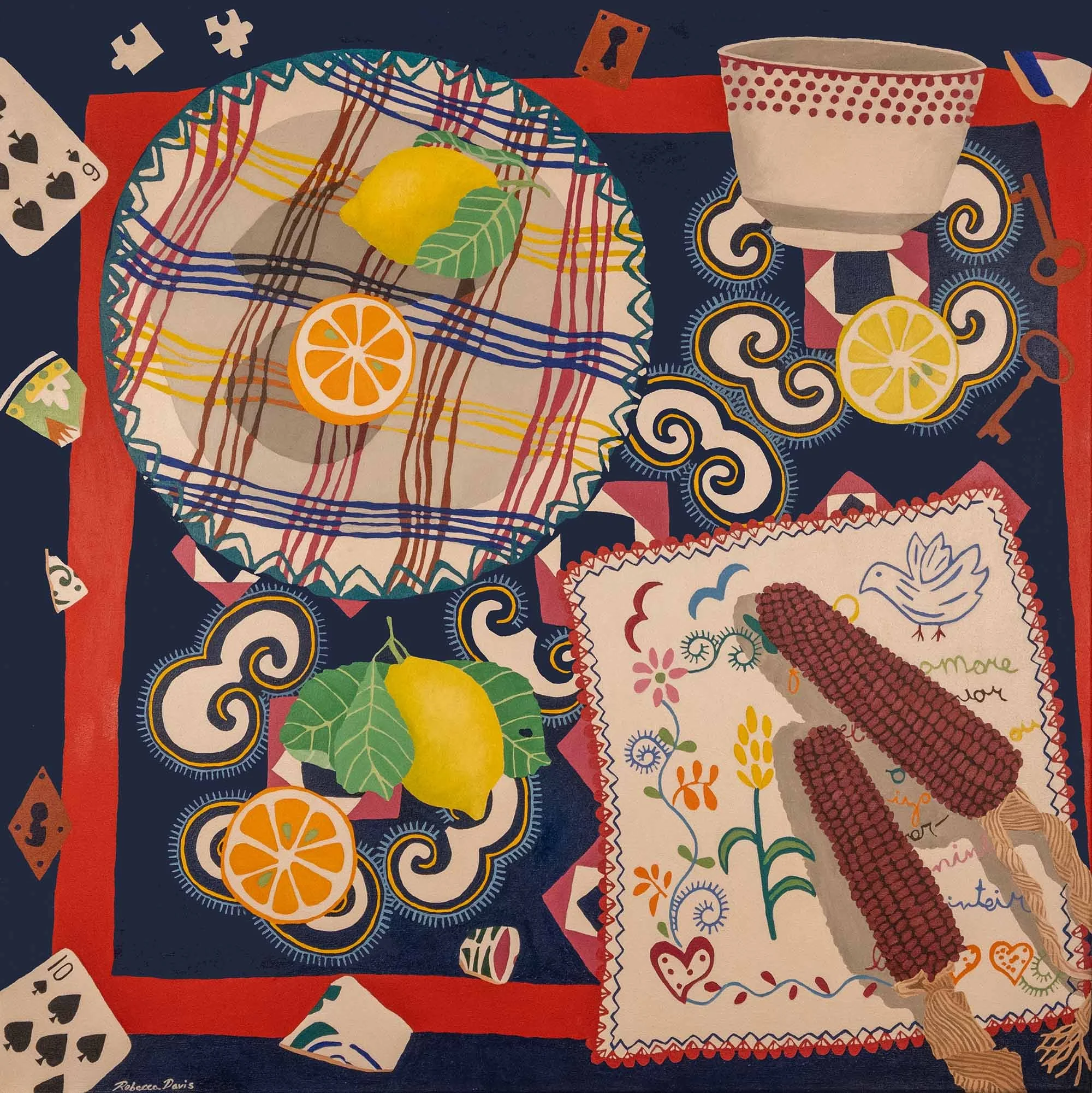 Embroidery Puzzle – 80cm x 80cm – Oil on Canvas
