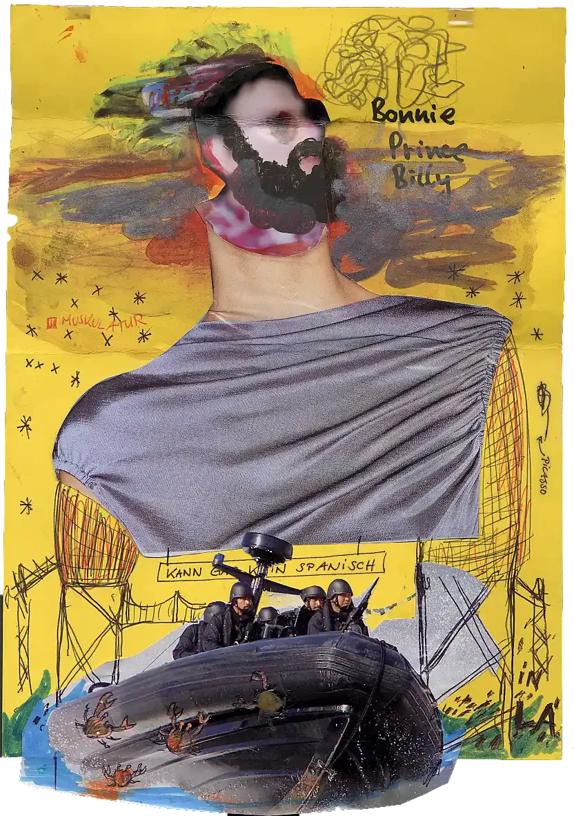 Bonnie Prince Billy Can’t Speak Spanish in L.A|2003|Mixed media on paper|29,7 x 21 cm