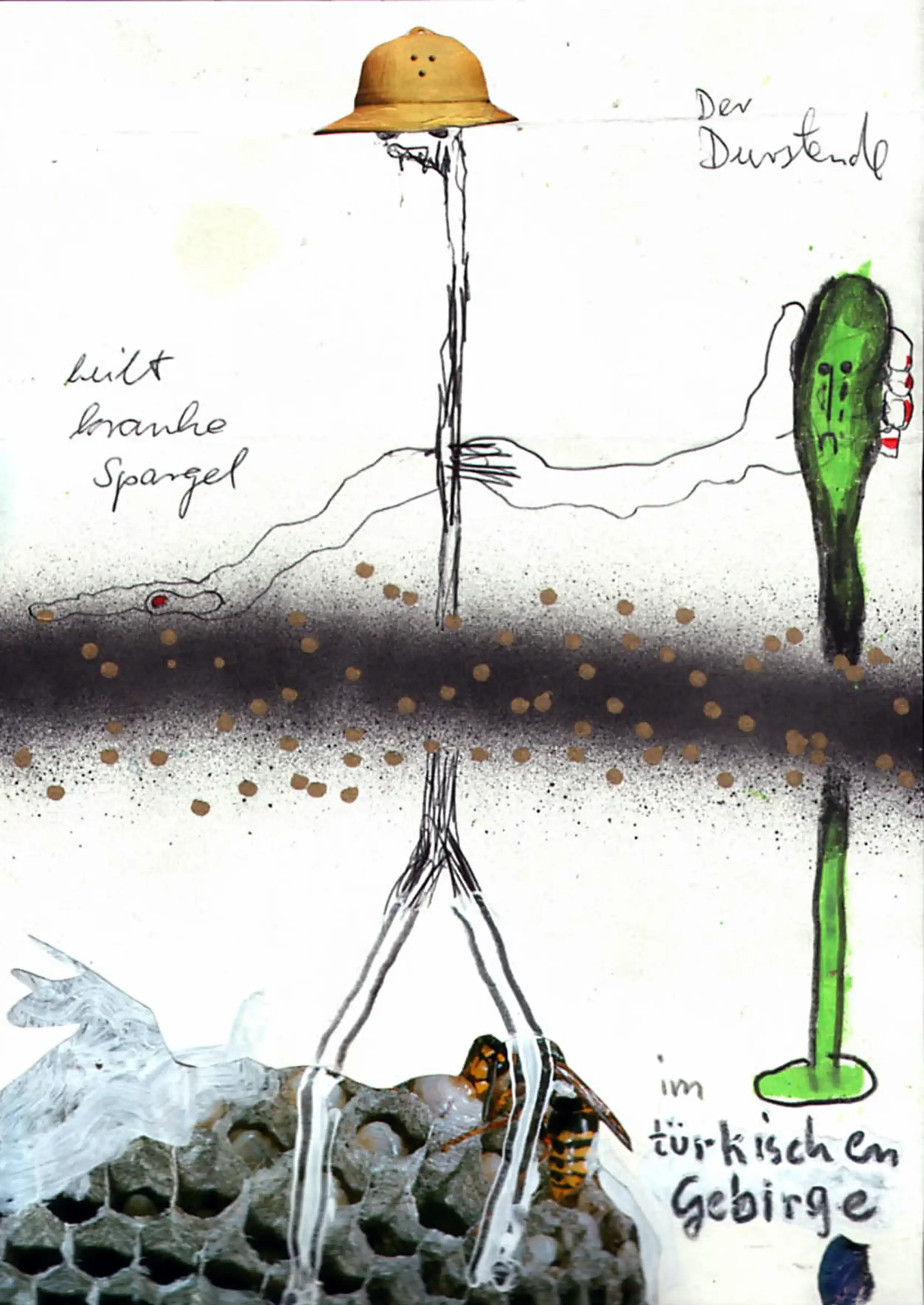 The Thirsty One Cures Sick Asparagus in the Turkish Mountains|1998|Mixed media on paper|29,7 x 212 cm|1998