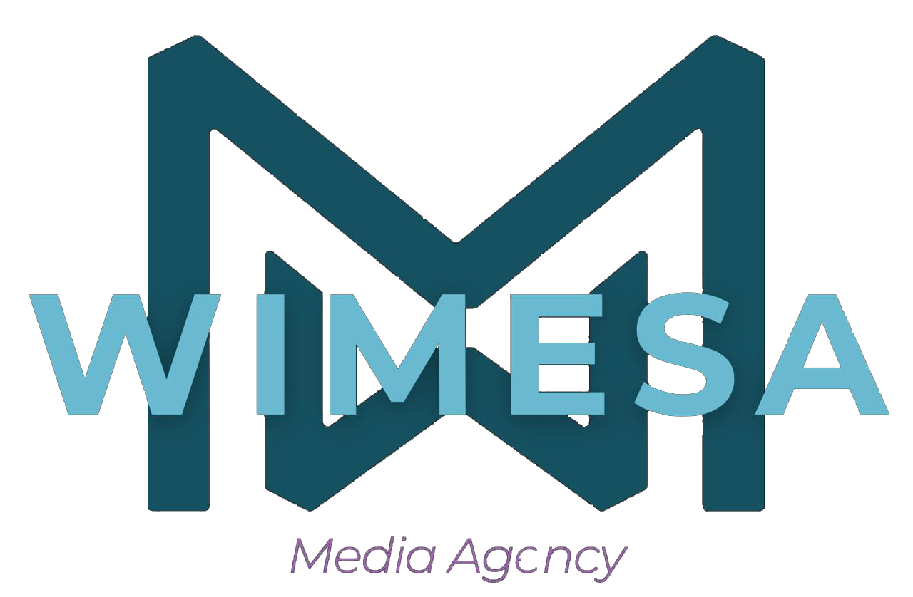 WIMESA Media Agency logo with large stylized 'W' and the text 'WIMESA' in light blue, and 'Media Agency' in purple below.