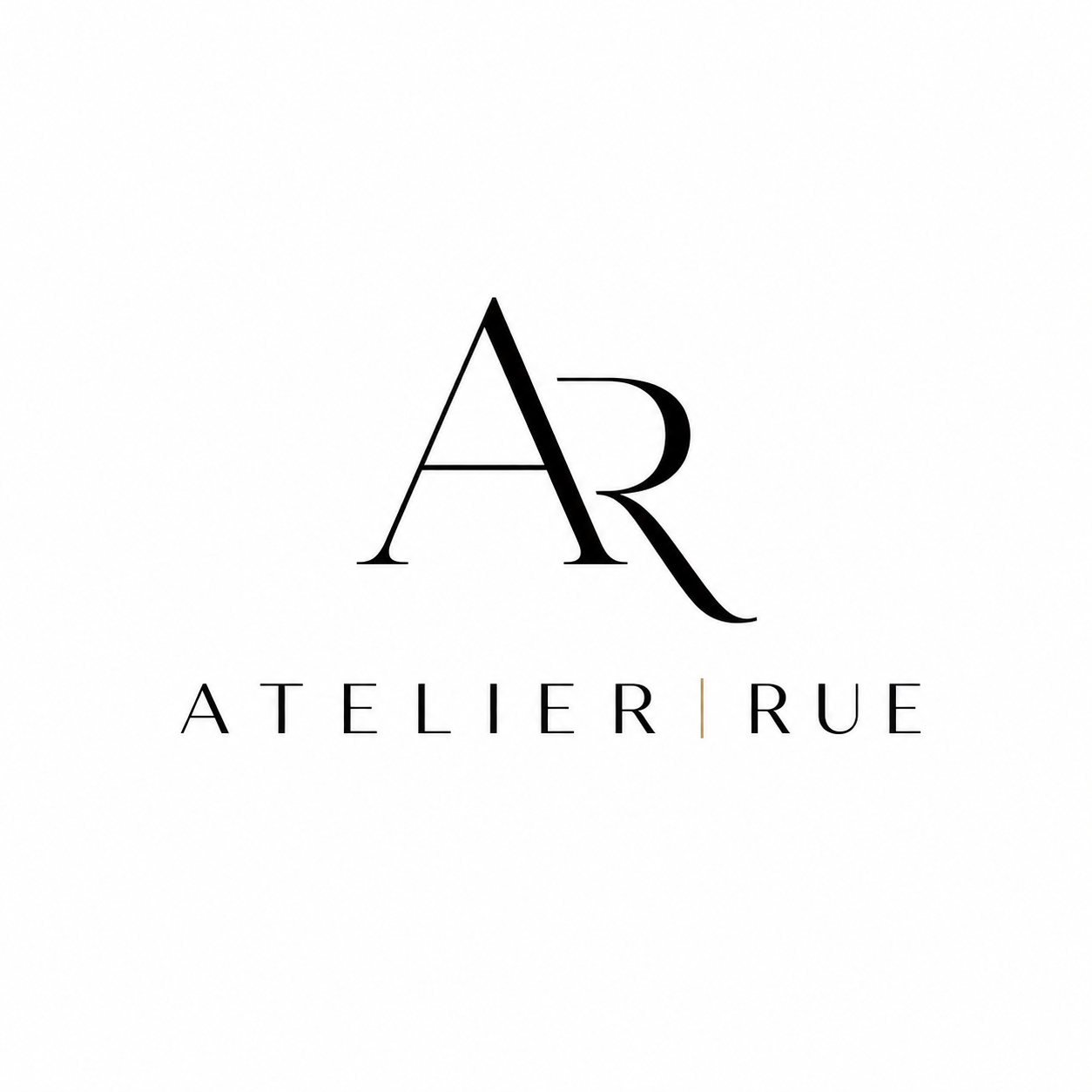 Logo for Atelier Rue featuring stylized letters A and R above the text 'Atelier Rue' with a vertical line separating 'Atelier' and 'Rue'.