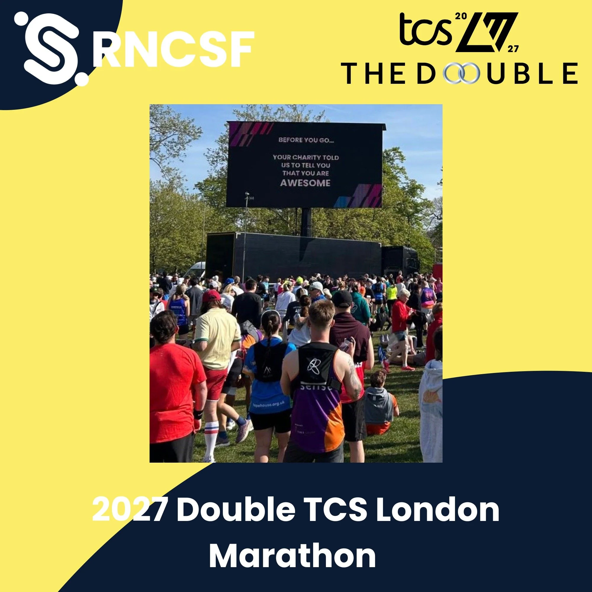🏃&zwj;♀️ Run the TCS London Marathon 2027 for RNCSF &ndash; Just 2 Places Remaining! 🏃&zwj;♂️

Following an incredible 2026 London Marathon, where our amazing supporters raised over &pound;36,000, we're looking ahead to the TCS London Marathon on S