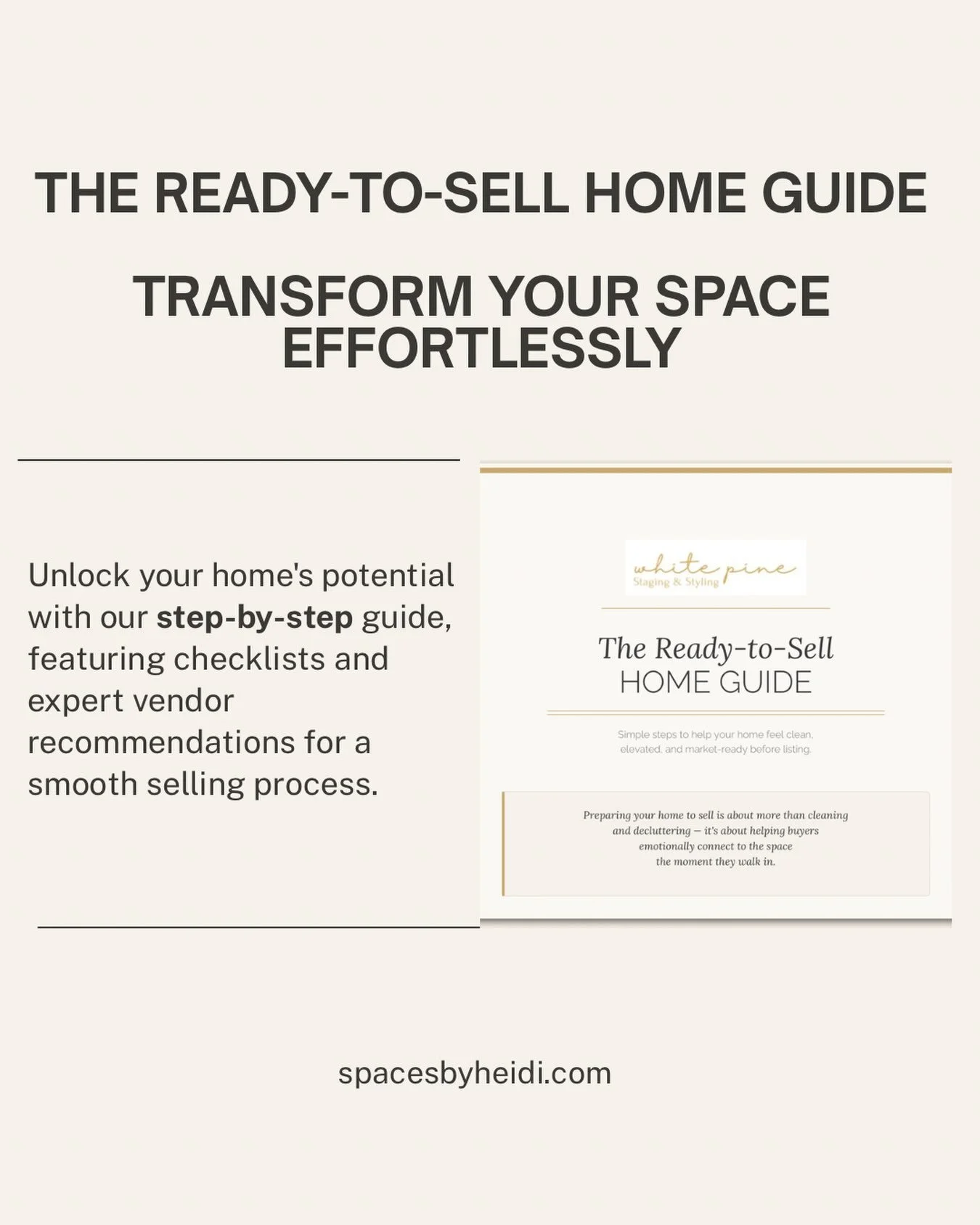 Getting ready to list your home? We made this for you.

The Ready-to-Sell Home Guide is a simple, step-by-step PDF covering: 

🧹 Room-by-room decluttering + cleaning checklists 

📸 Photo and showing prep 

🛠️ Heidi&rsquo;s trusted vendor list (pai
