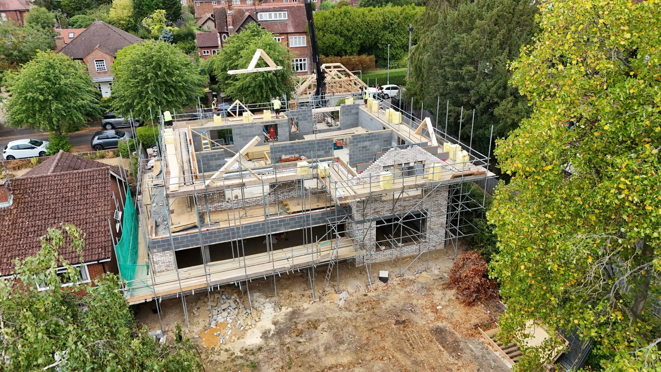 Milestone

15 weeks since breaking ground on this new build project, and the progress is really starting to show! 

Another major milestone reached today, with the roof trusses being craned into position. It&rsquo;s great to see the build taking shap