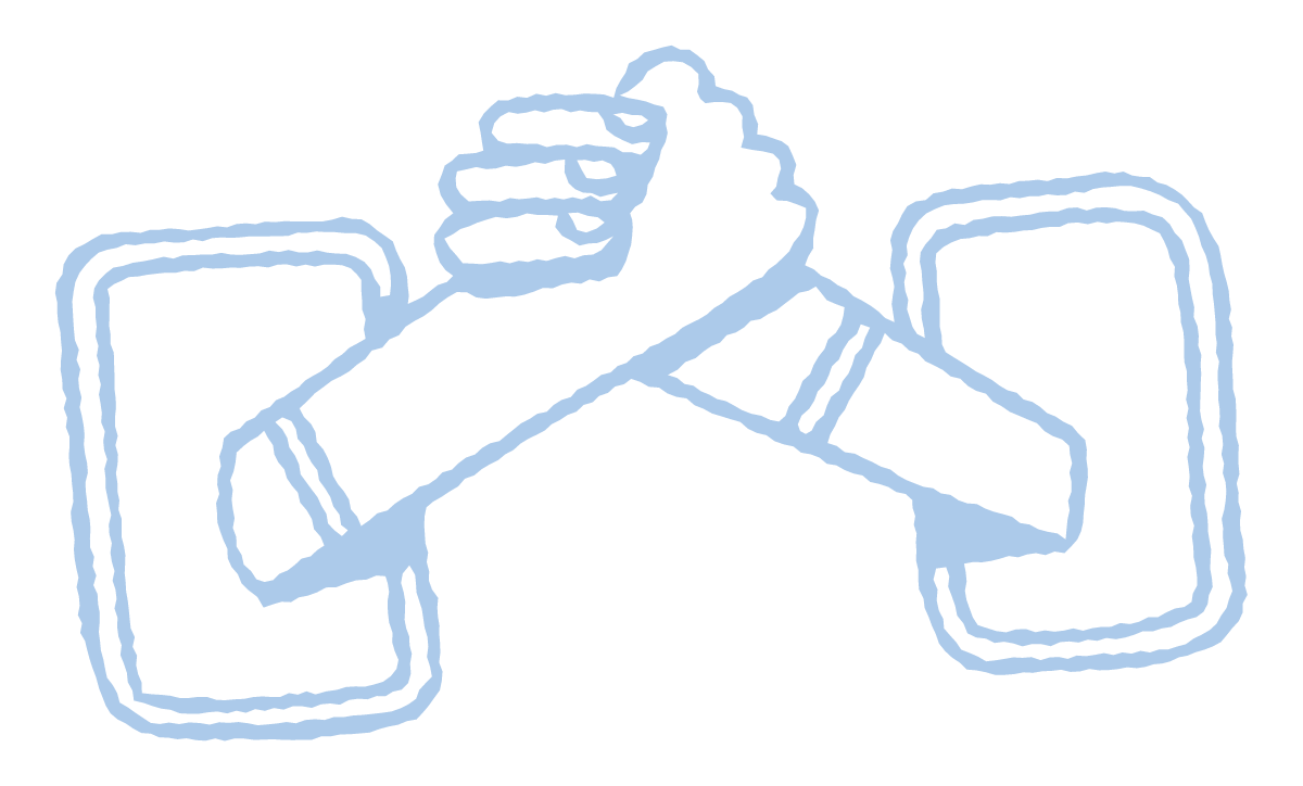 Outline drawing of two hands, each reaching out from a smartphone, about to shake hands with each other.