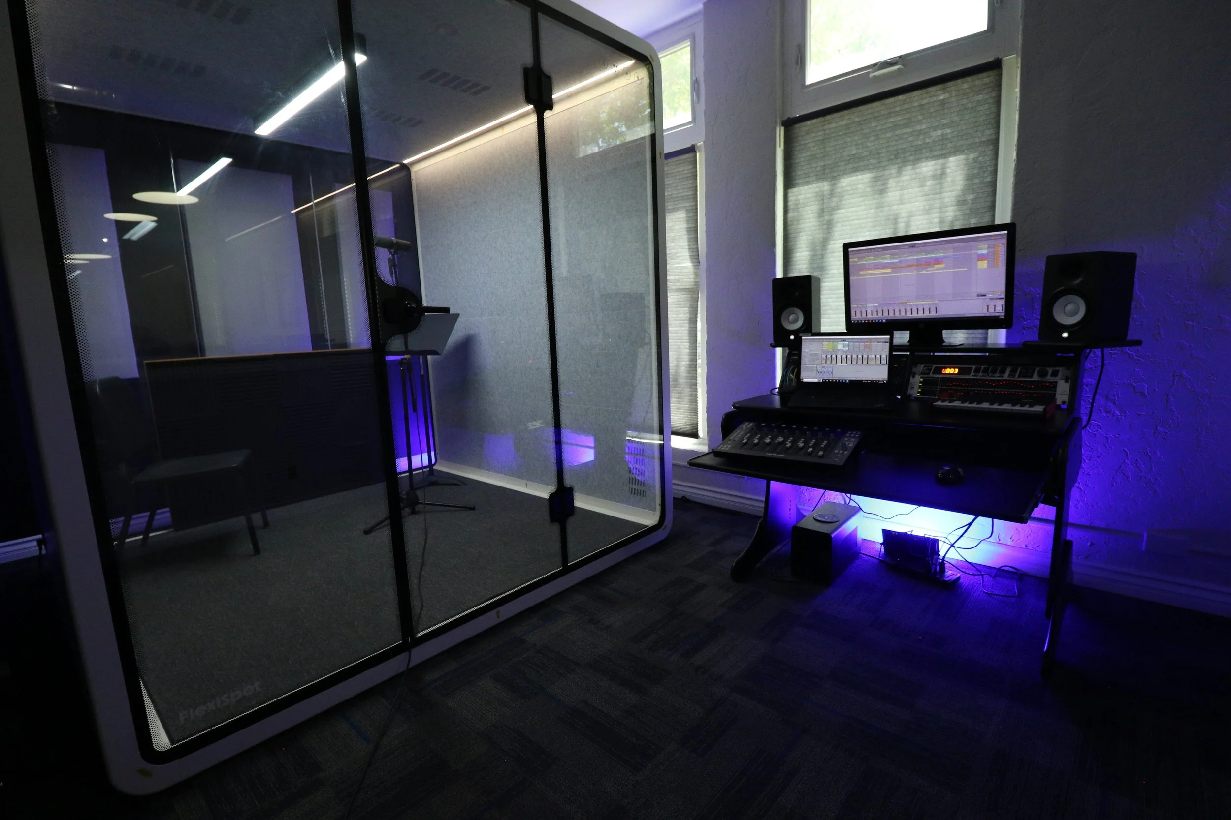 podcast booth for recording, voiceovers, studio work and production