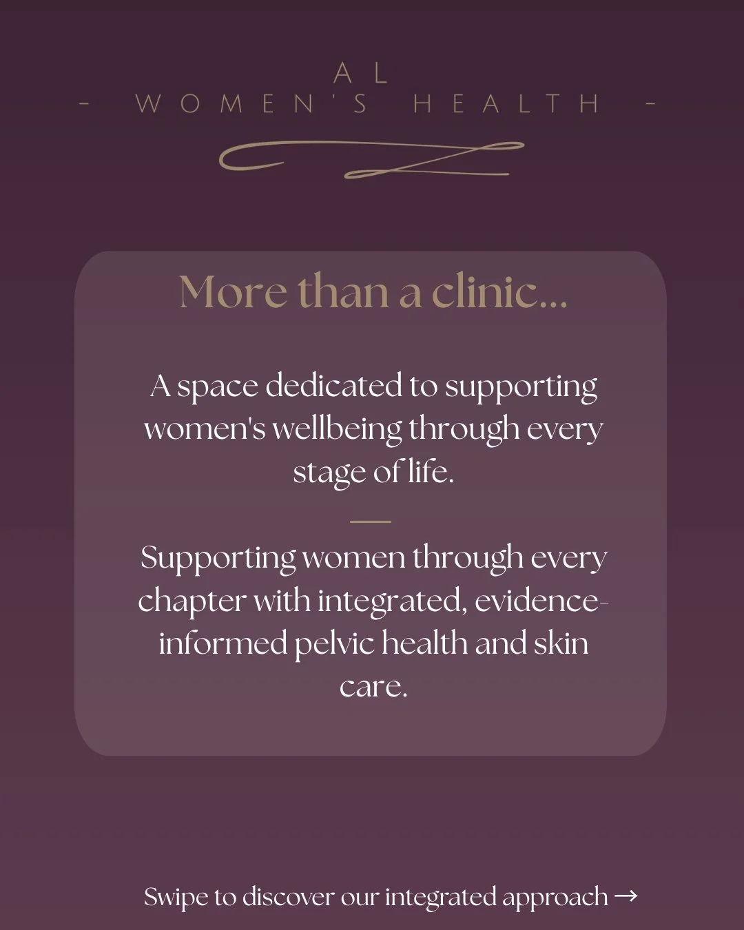 ✨ Welcome to AL Women's Health.

I'm Abi, a Specialist Pelvic Health Physiotherapist and Skin Health Practitioner, passionate about supporting women to feel confident, healthy and empowered through every stage of life.

Women's health is about so muc